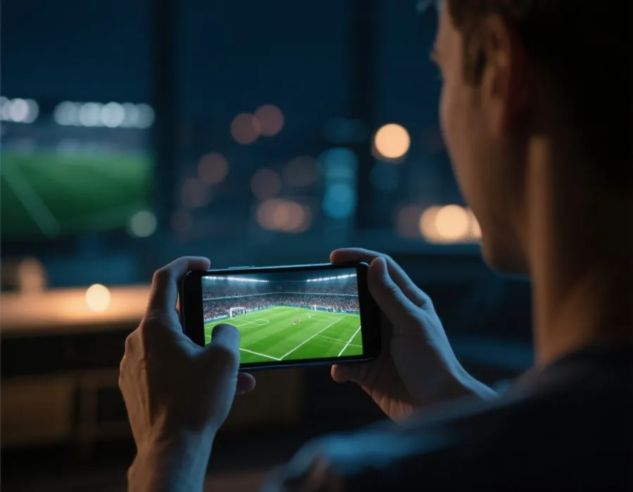 手機觀看賽事直播示意圖